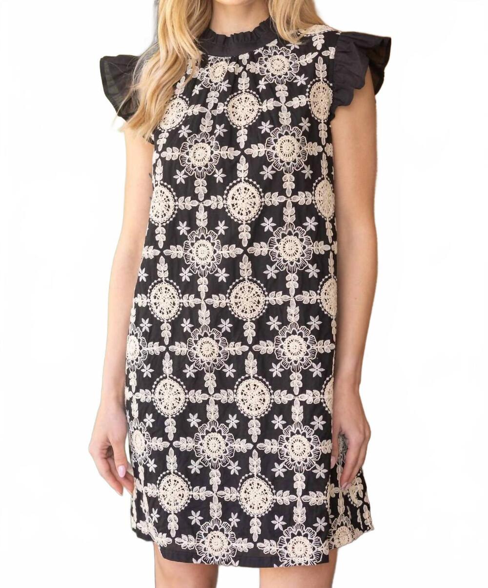 NEW VOY starlet embroidered dress in black